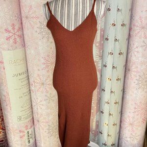 Long Orange Knit Sweater Maxi Dress size XS